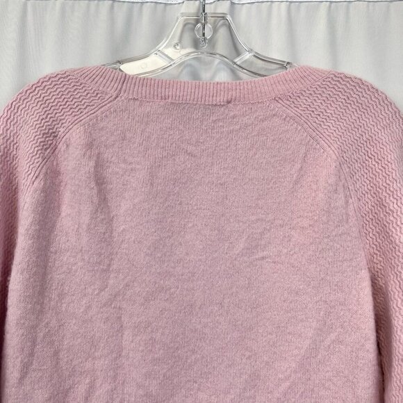 Loft Womens Pullover Sweater Pink Long Sleeve Jewel Neck Chevron Knit Stretch S - Picture 5 of 10